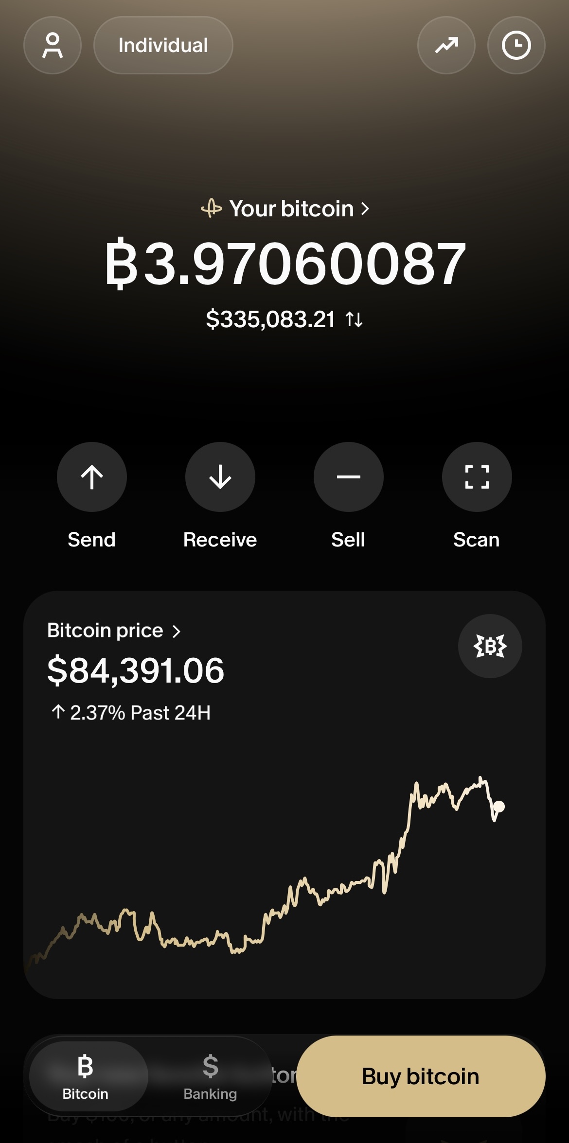 Step 1: River app Bitcoin screen with the Send button